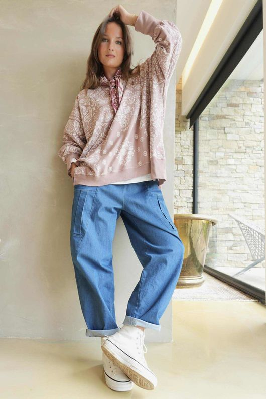 Juno Soft-Stretch Barrel Jean Mid Denim /50=